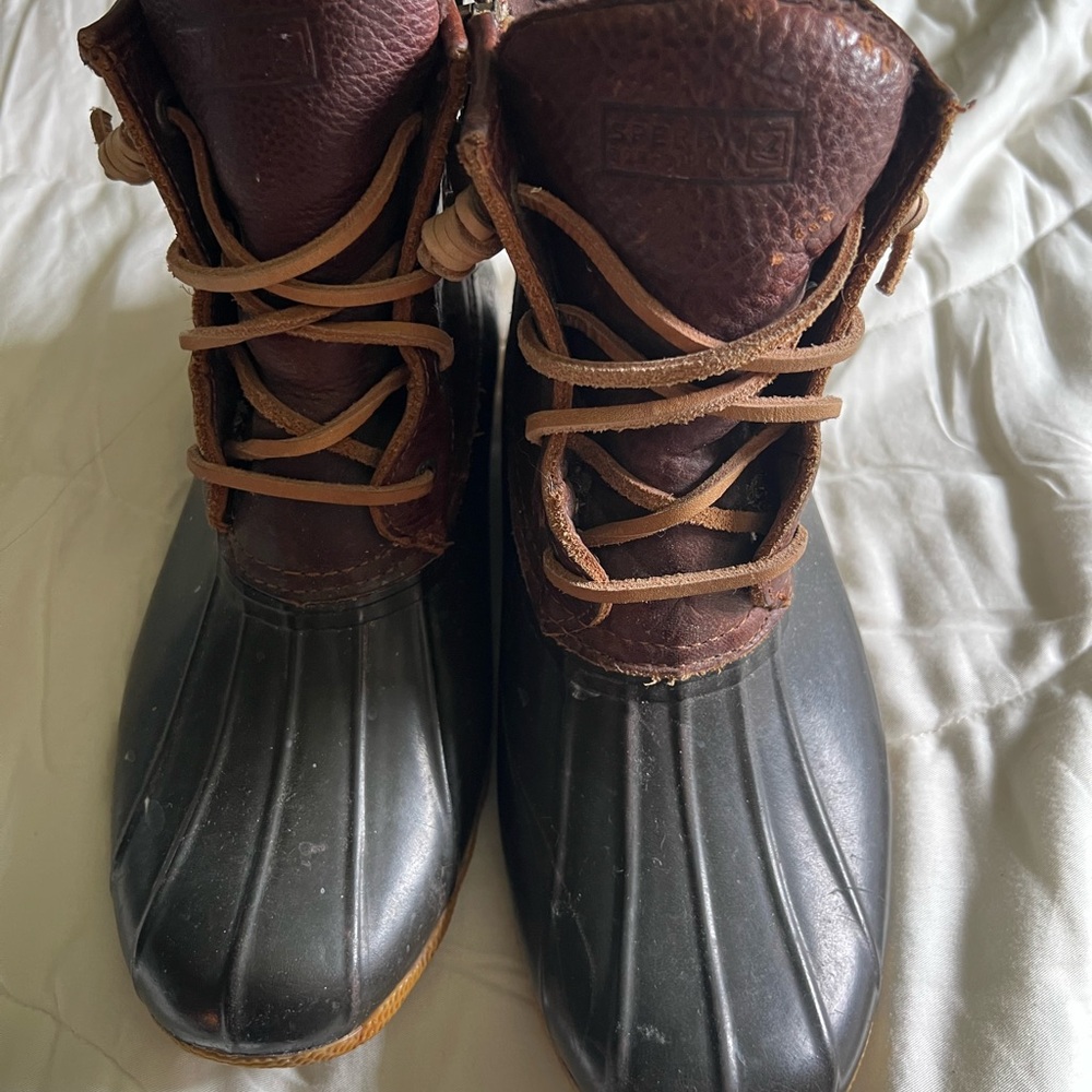 Brown and Black Duck Boots